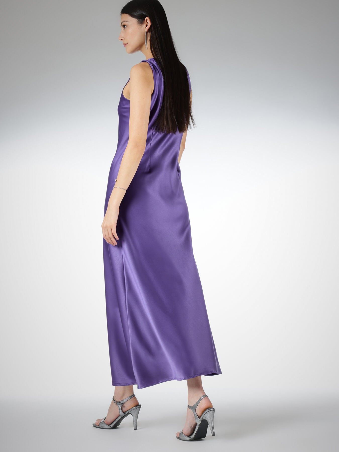 Satin A-Line Dress - Purple
