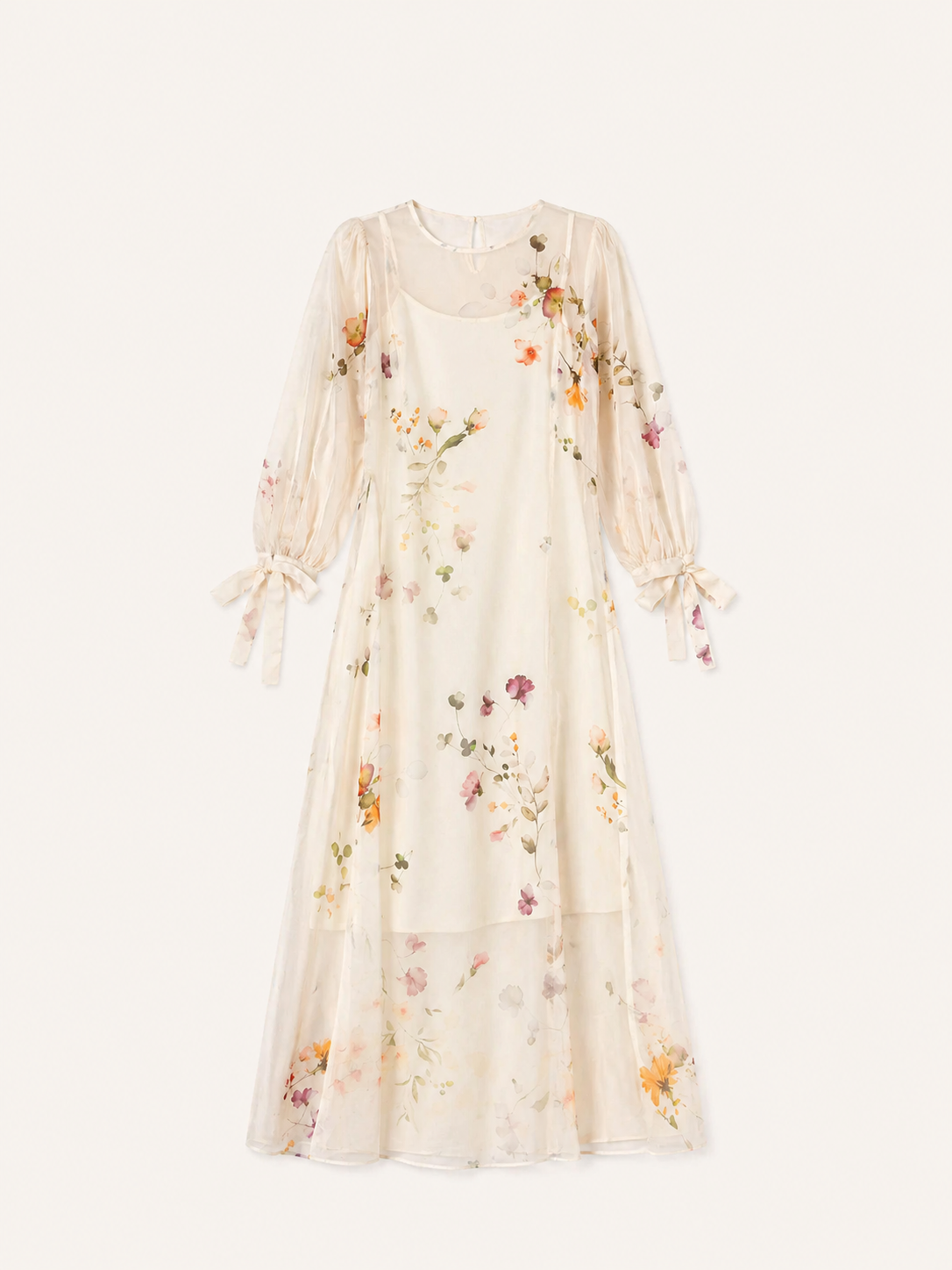 Floral Fit and Flare Dress - Off White