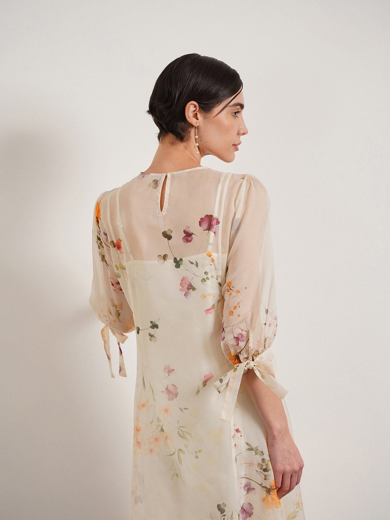 Floral Fit and Flare Dress - Off White