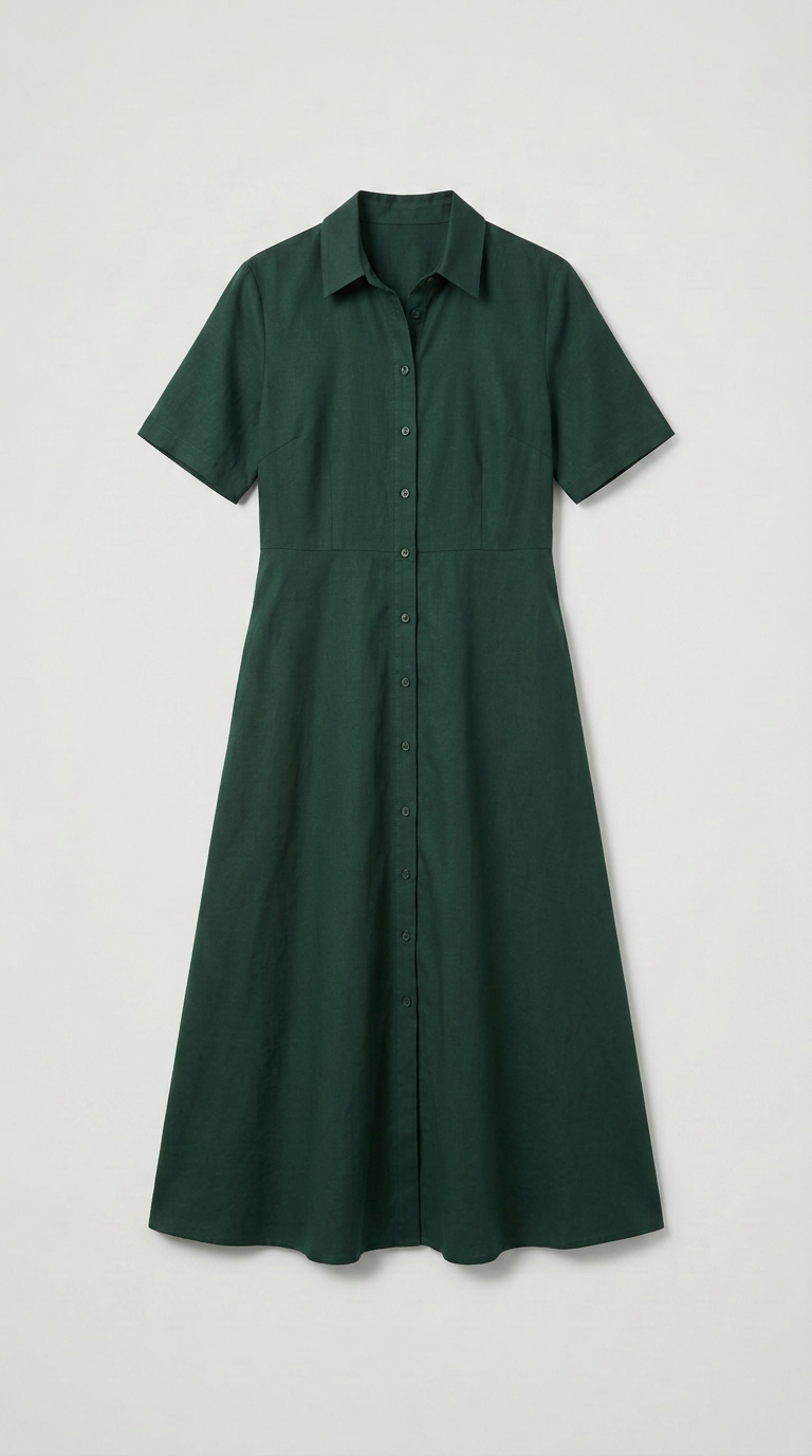 Fit & Flare Midi Dress - Green