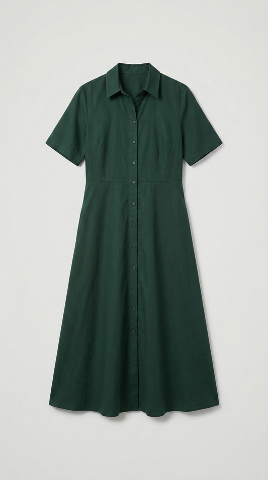 Fit & Flare Midi Dress - Green