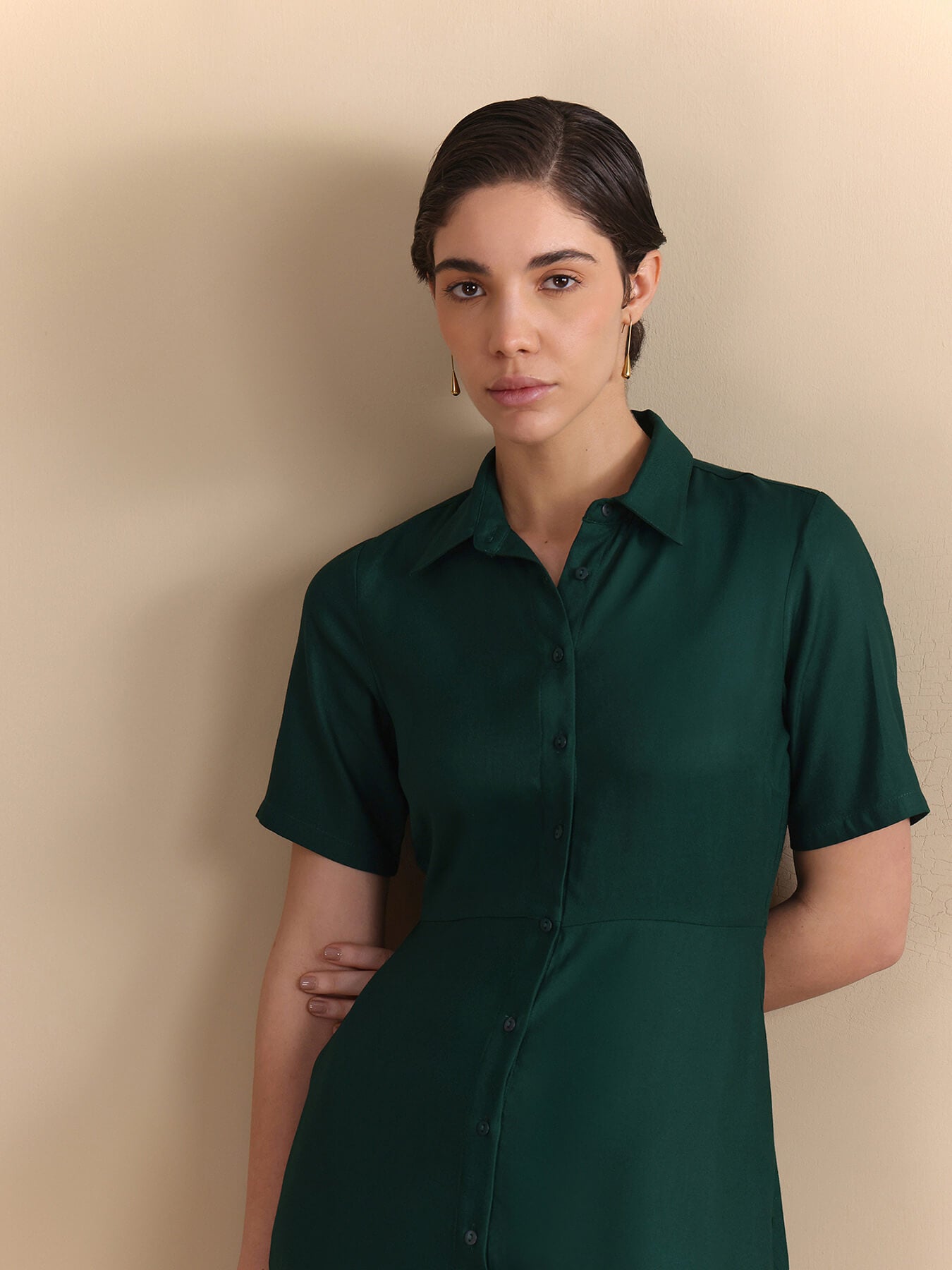 Fit & Flare Midi Dress - Green