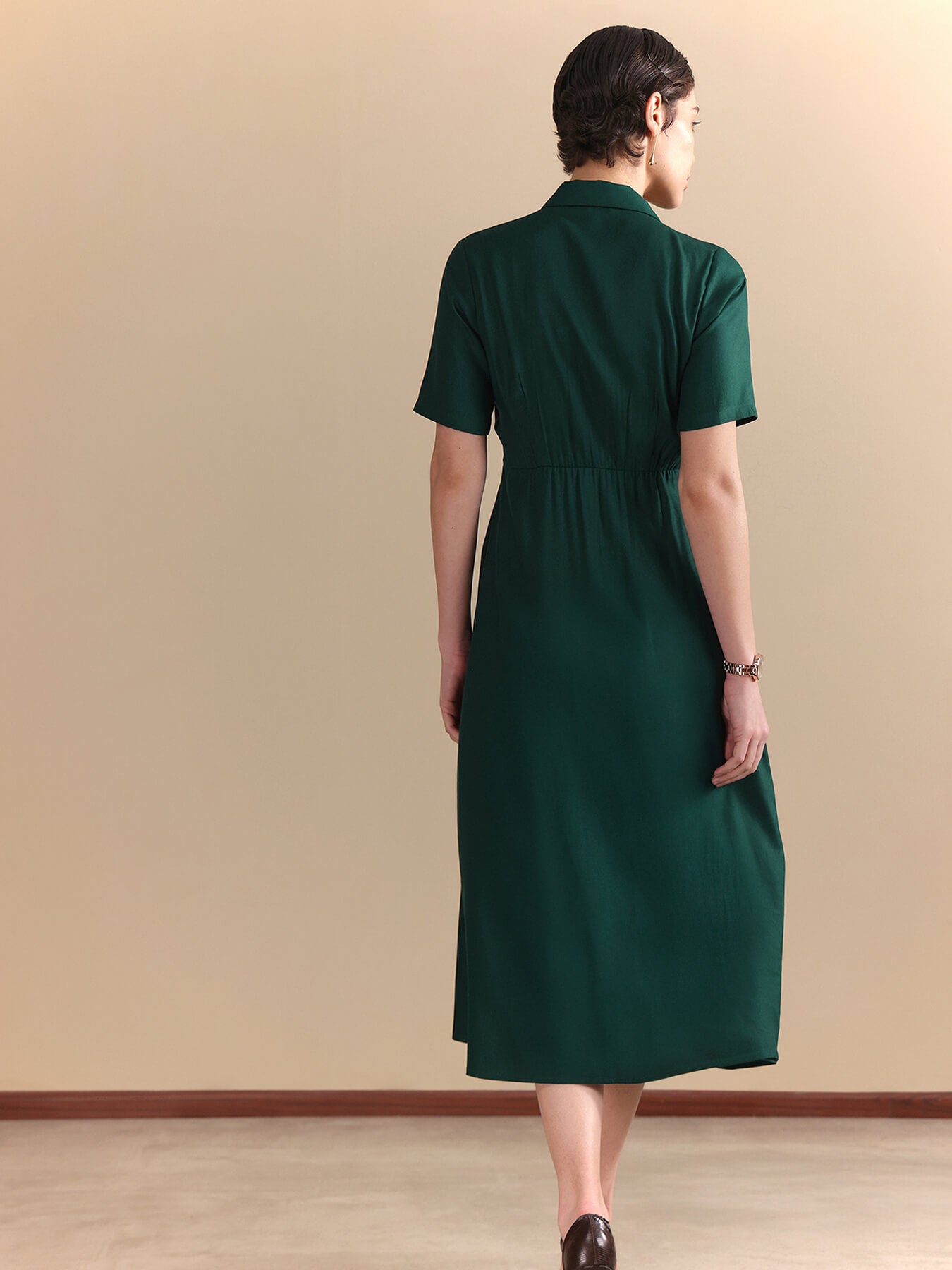 Fit & Flare Midi Dress - Green