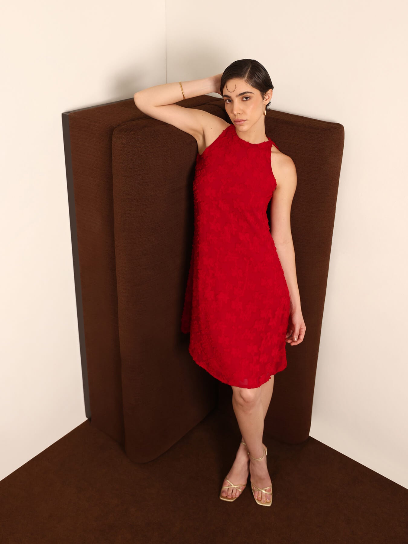 Georgette Floral Dress - Red