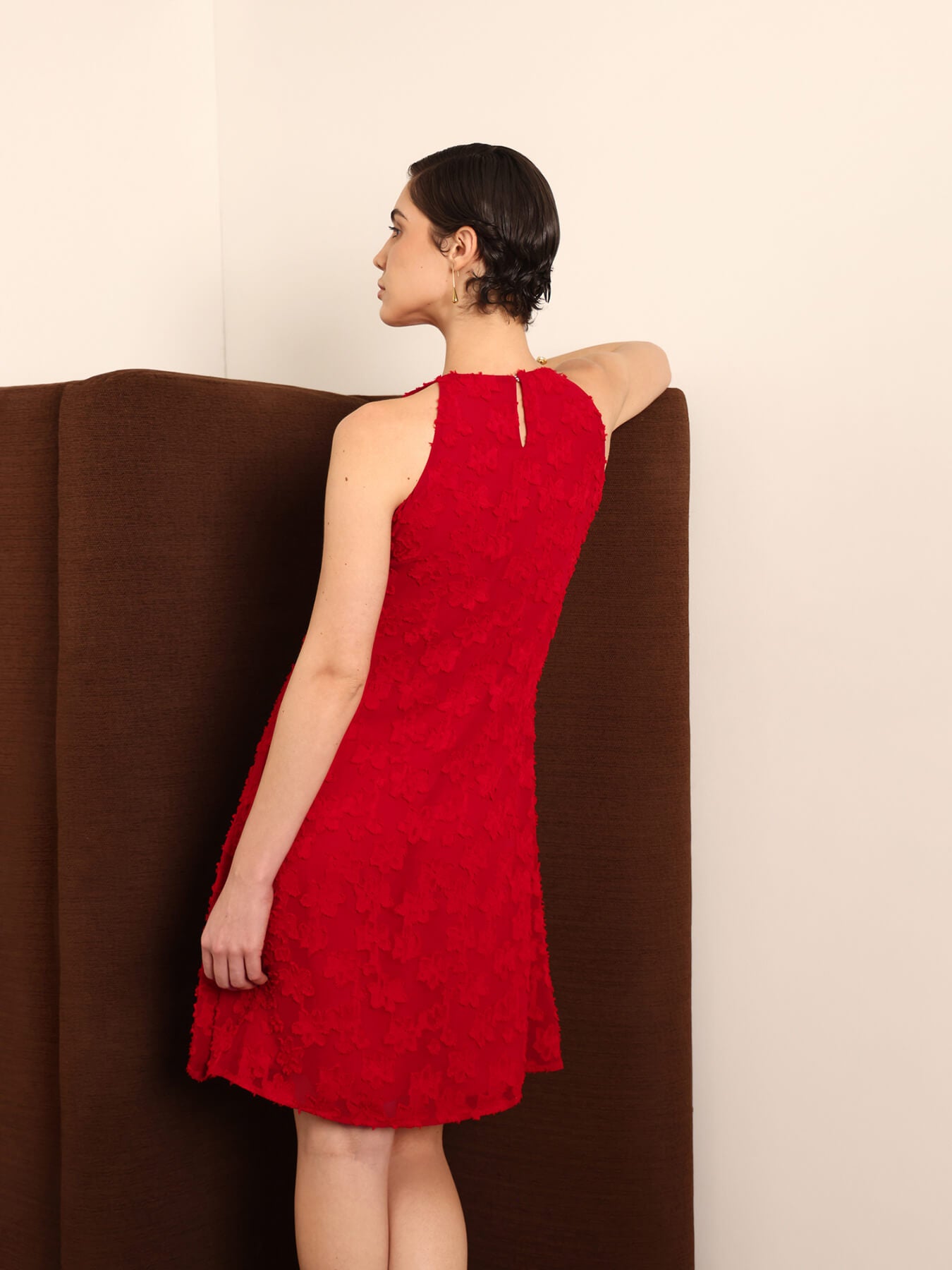 Georgette Floral Dress - Red