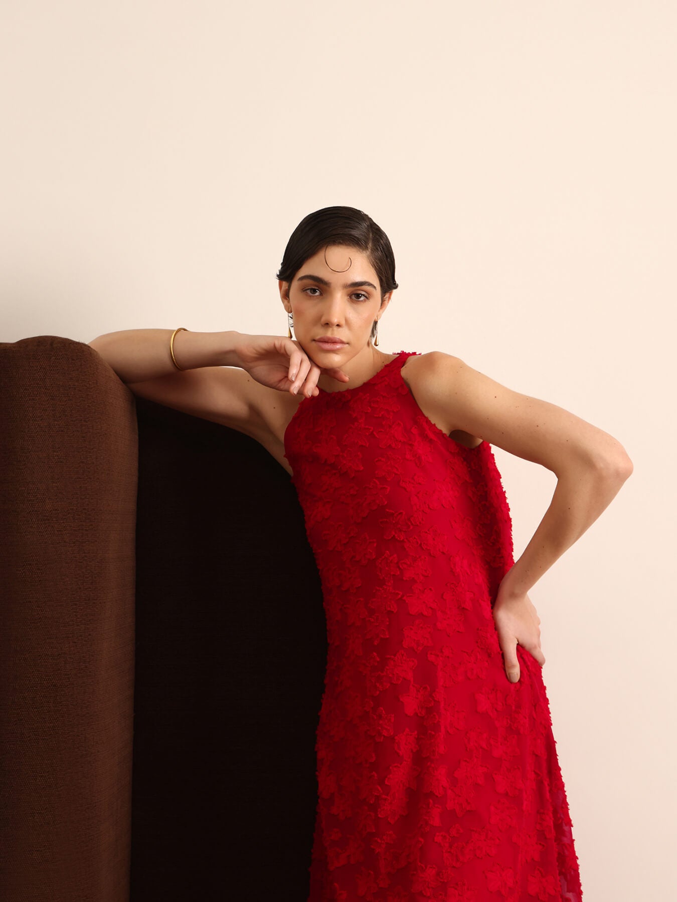 Georgette Floral Dress - Red