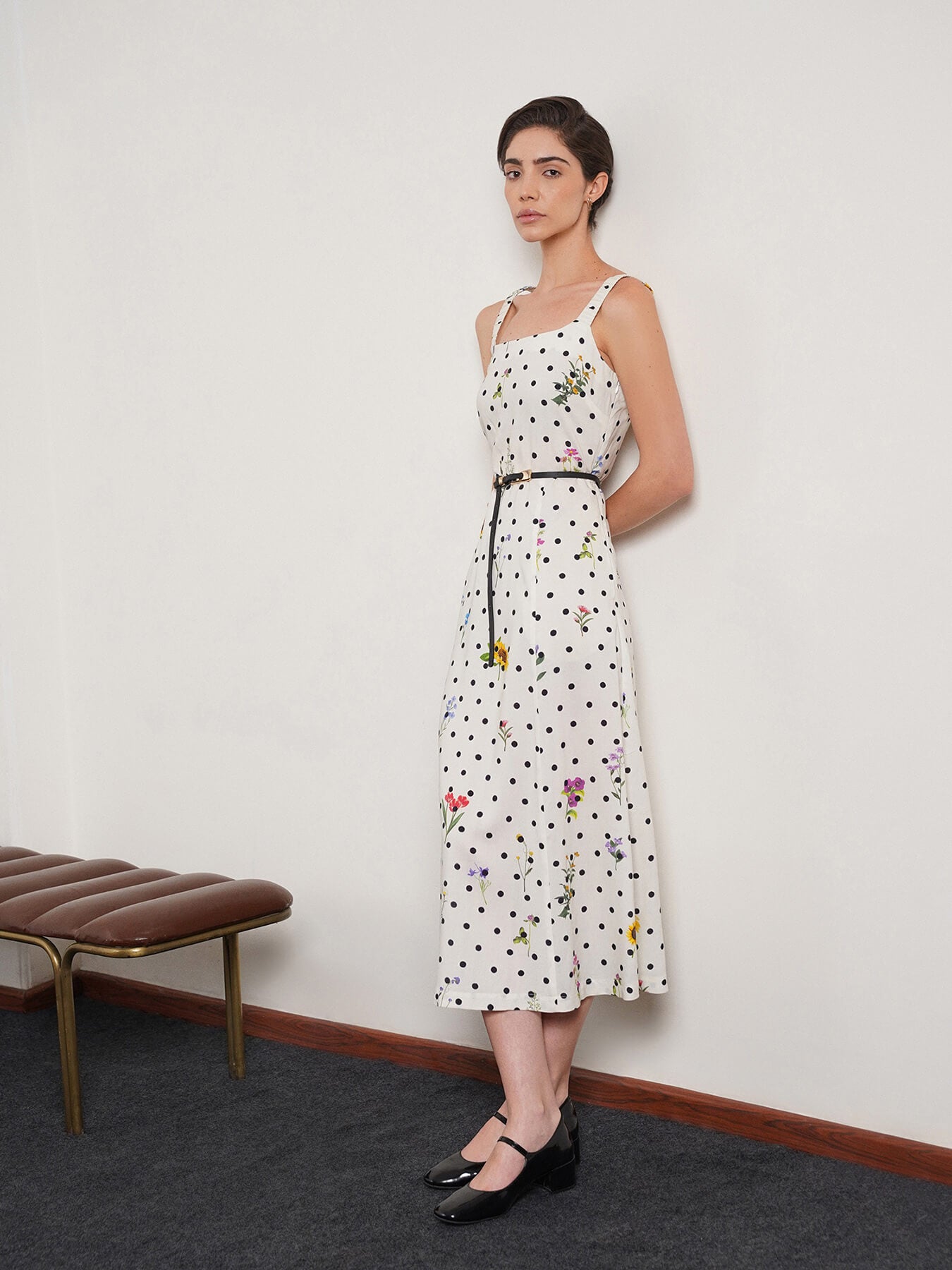Viscose Fit and Flare Dress - White