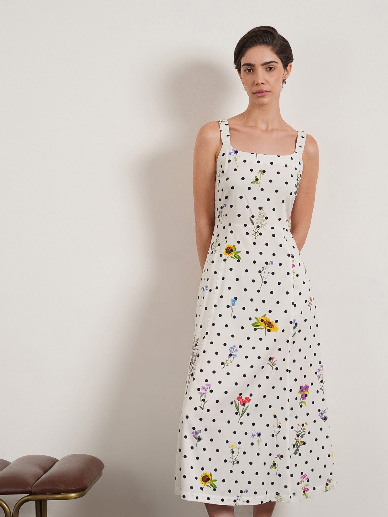 Viscose Fit and Flare Dress - White
