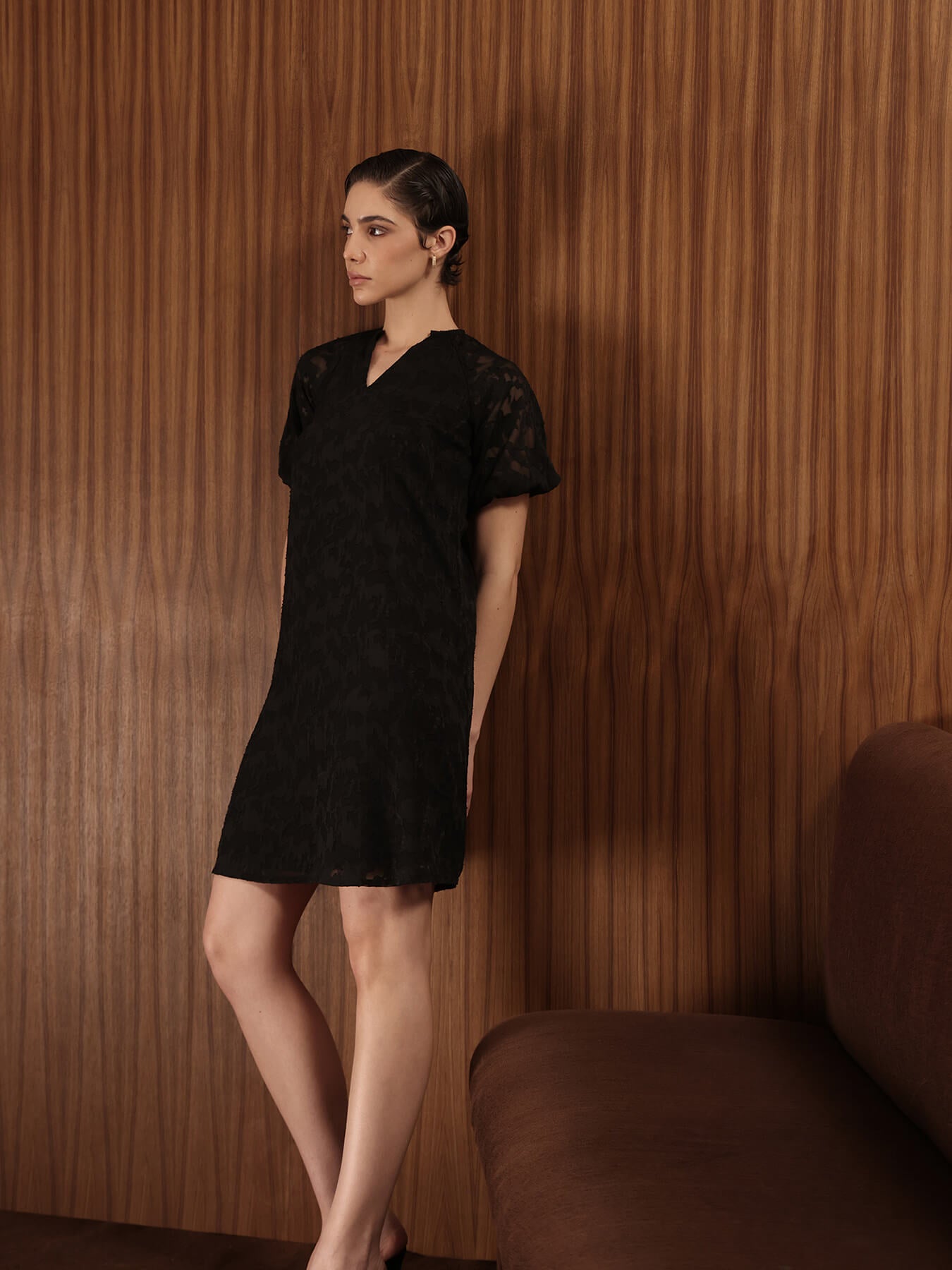 Georgette Floral Dress - Black