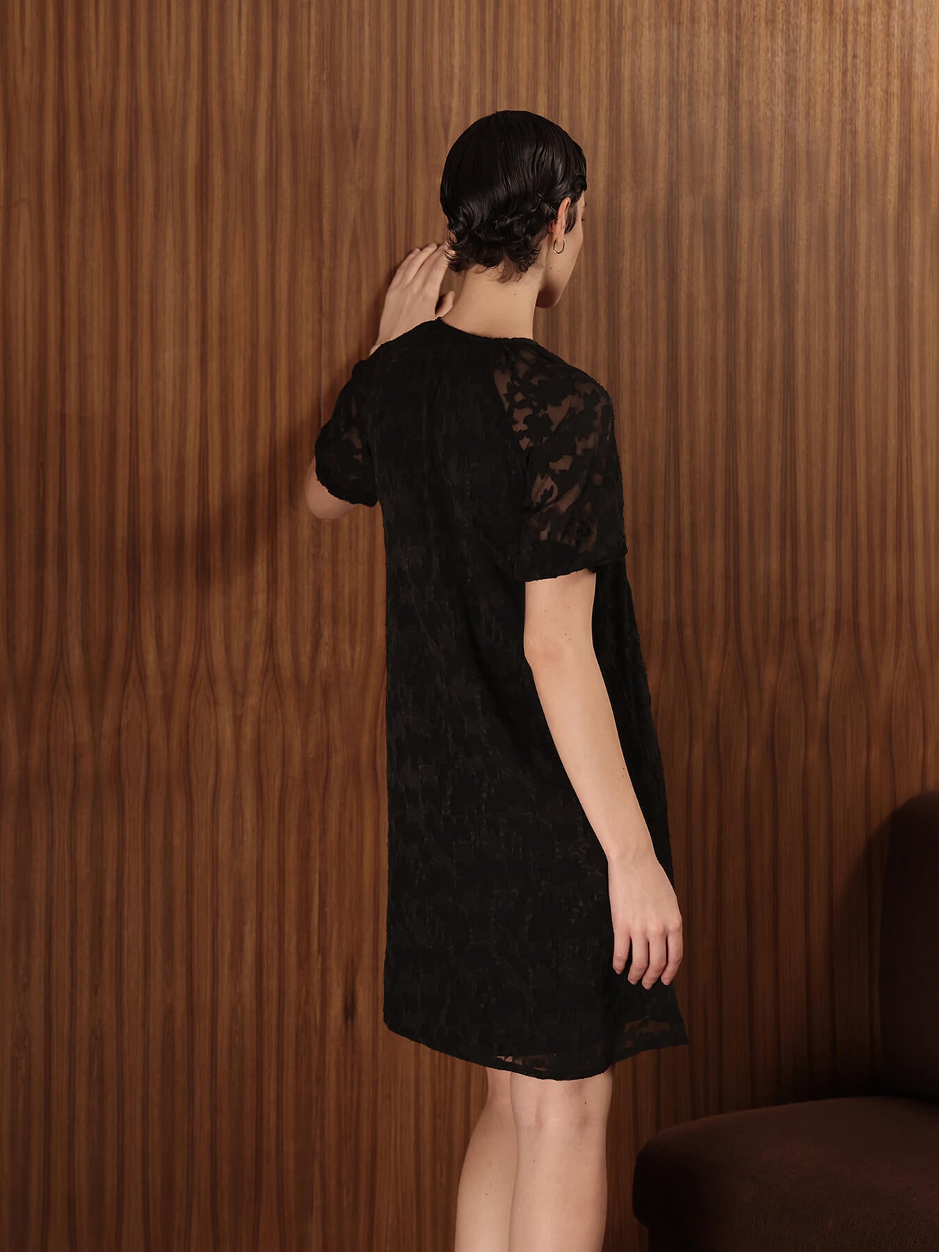 Georgette Floral Dress - Black