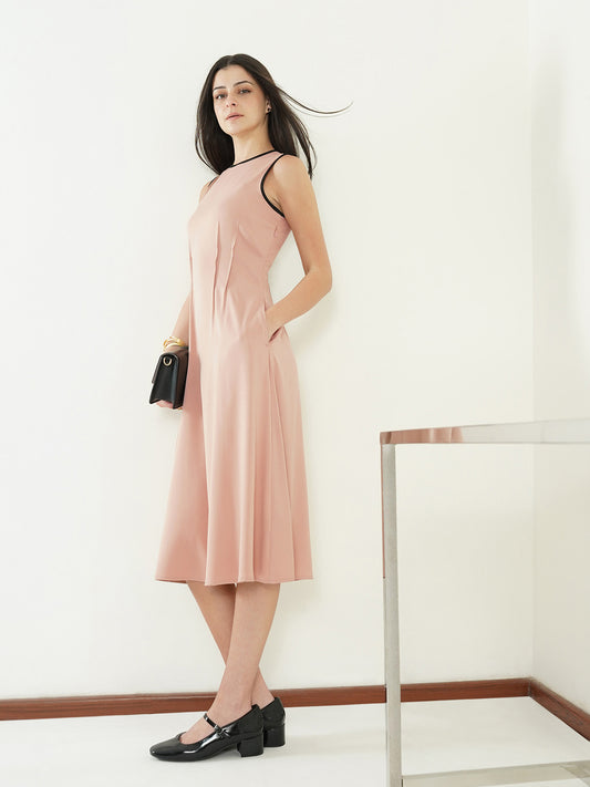 Cotton Fit and Flare Dress - Pink