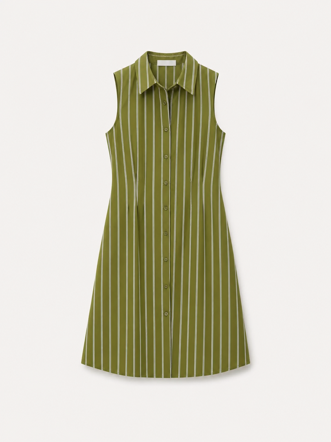 Striped Fit and Flare Dress - Olive