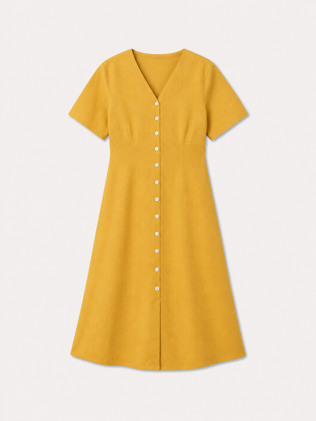Pure Cotton A-Line Dress - Yellow
