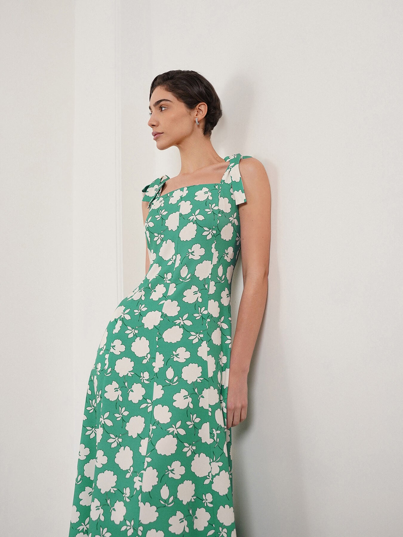 Floral Fit and Flare Dress - Green