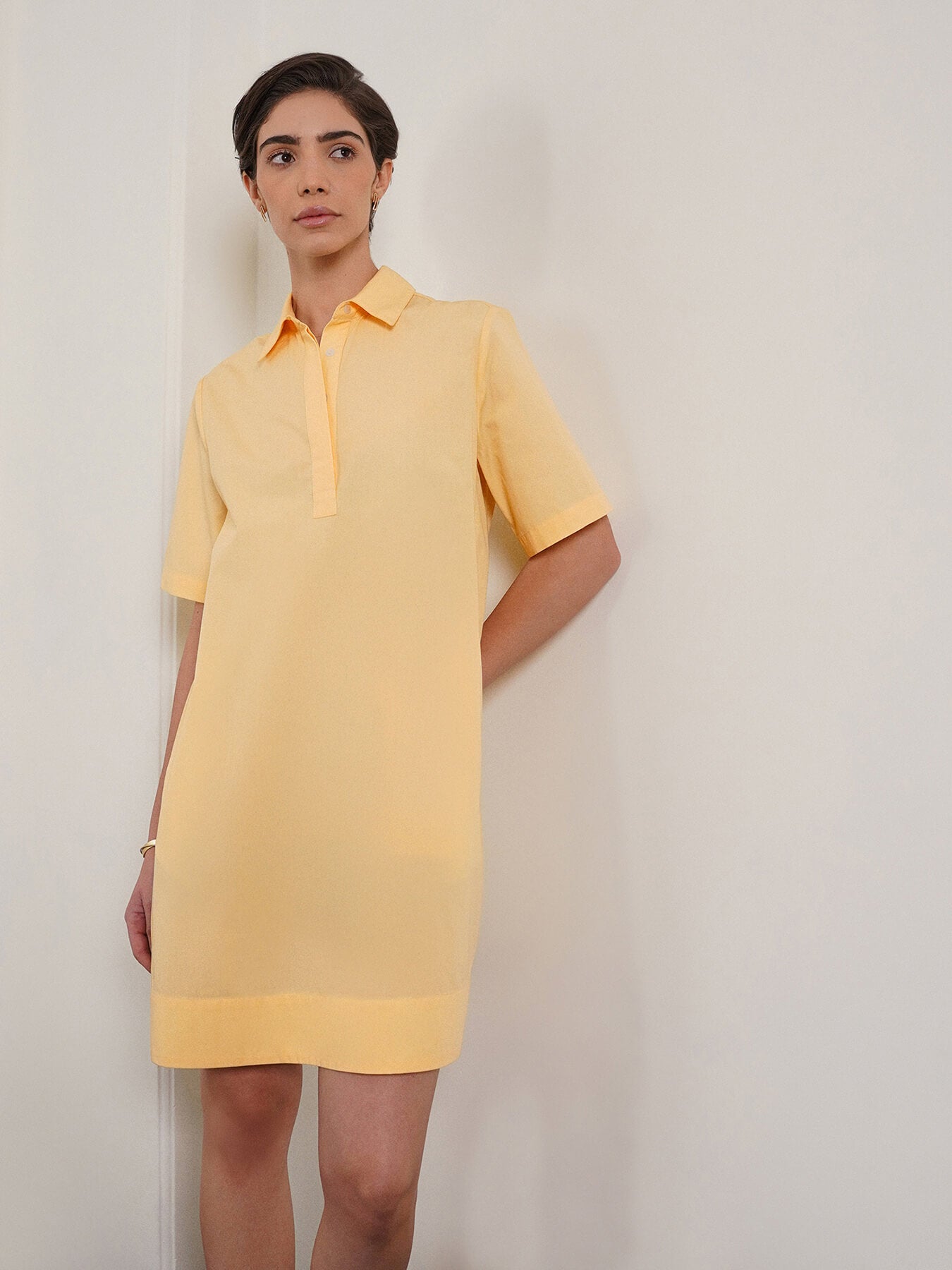 Pure Cotton A-Line Dress - Yellow