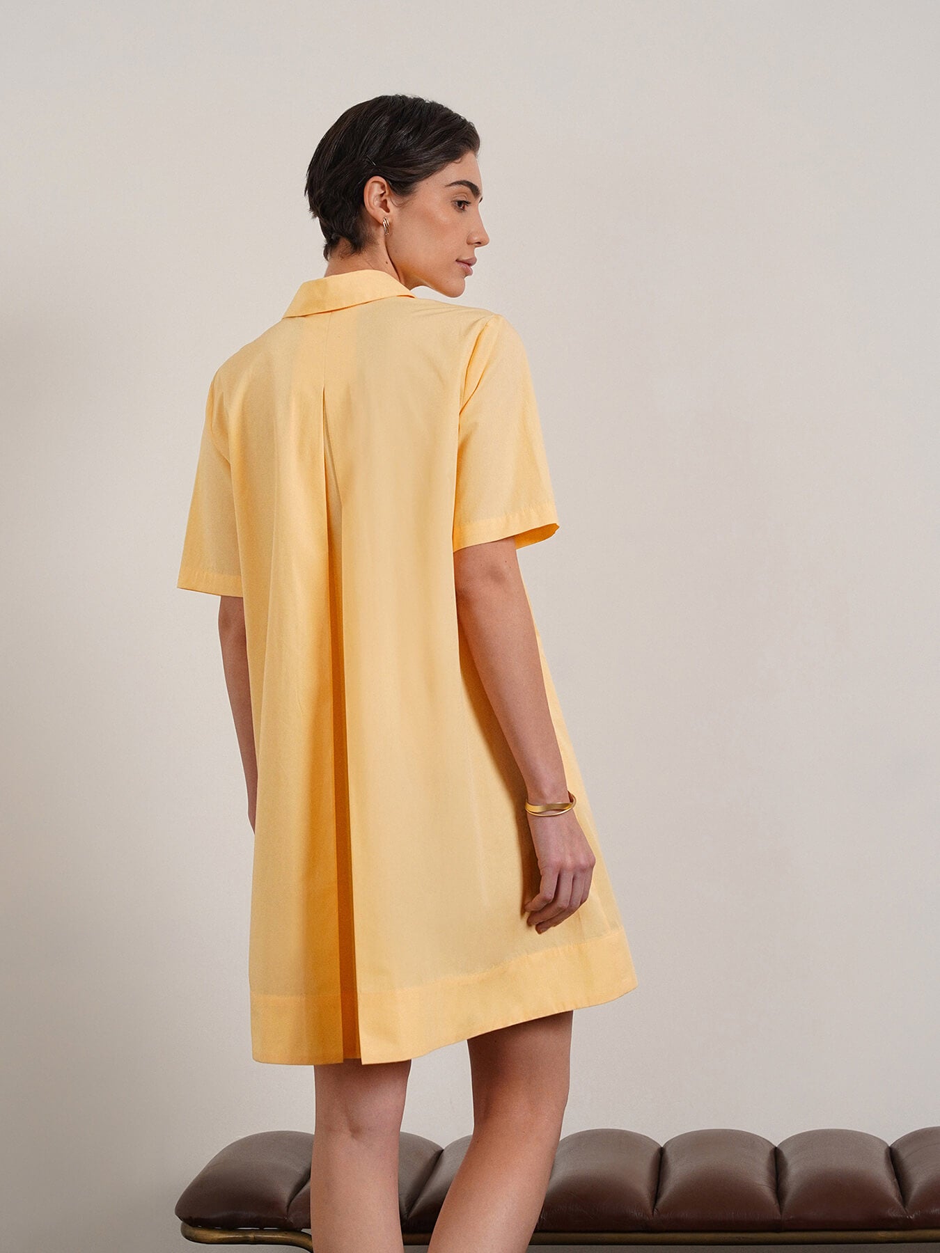 Pure Cotton A-Line Dress - Yellow