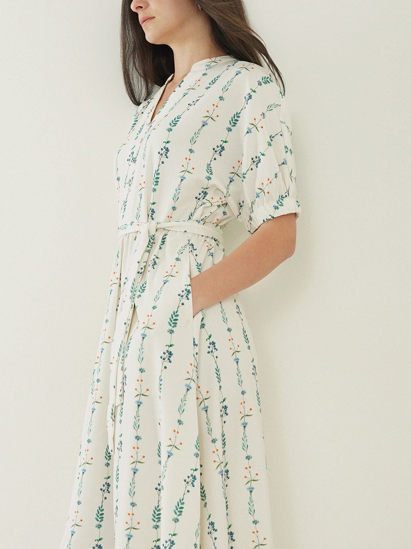 Floral Fit and Flare Dress - White