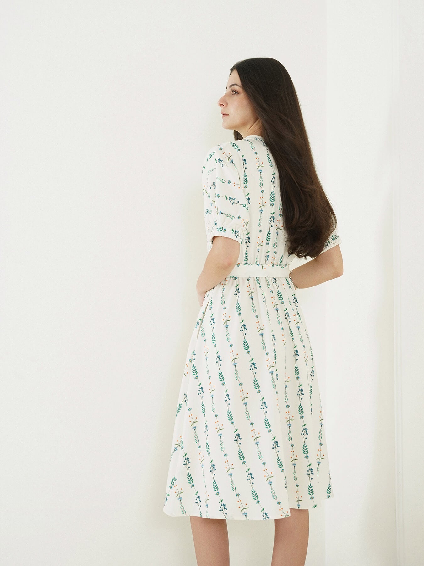 Floral Fit and Flare Dress - White