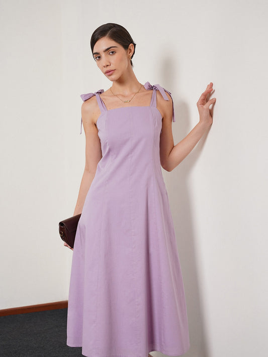 Pure Cotton Fit and Flare Dress - Lavender