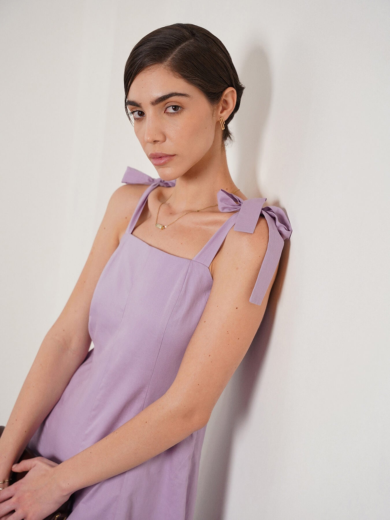Pure Cotton Fit and Flare Dress - Lavender