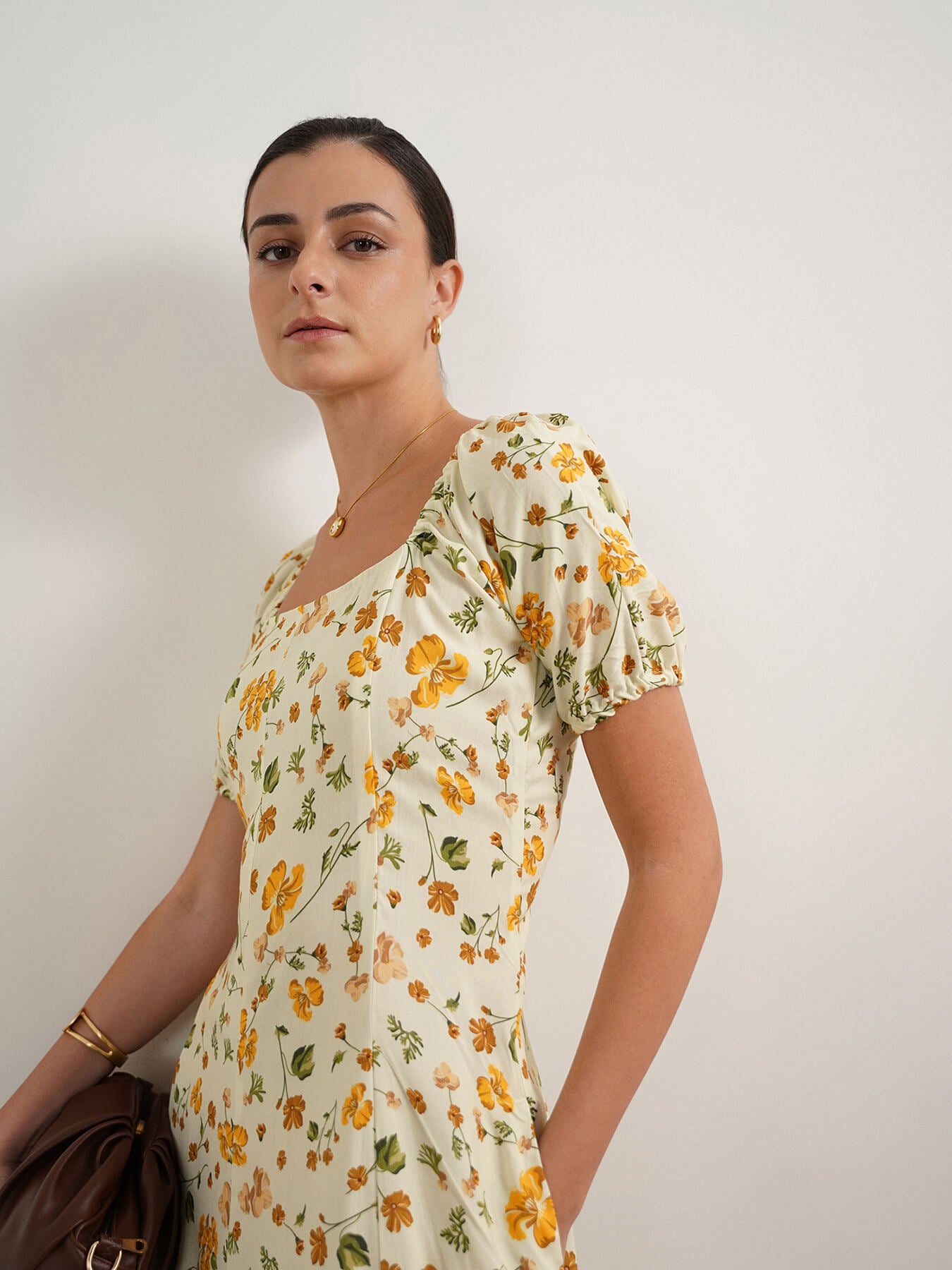 Viscose Fit and Flare Dress - Yellow