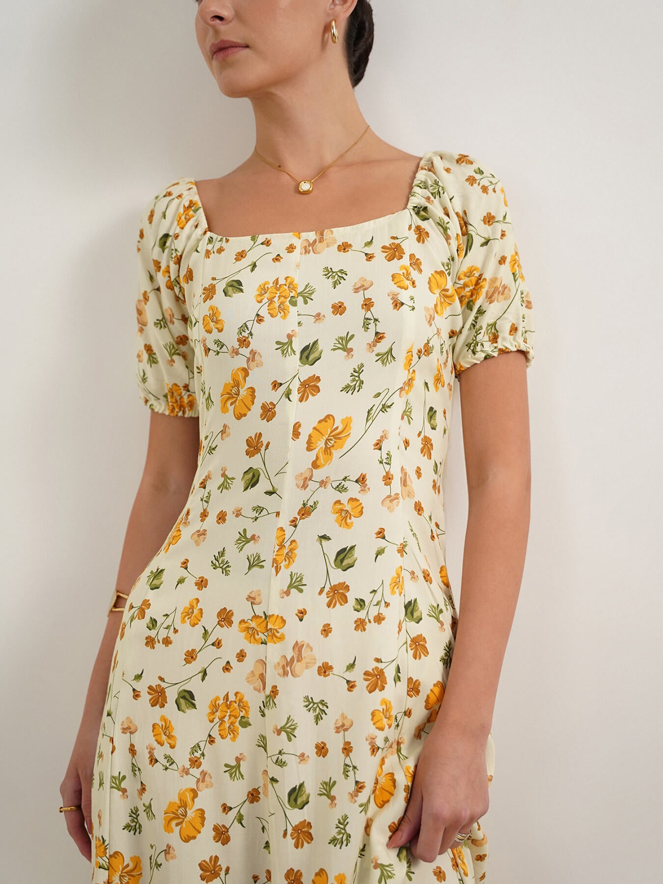 Viscose Fit and Flare Dress - Yellow