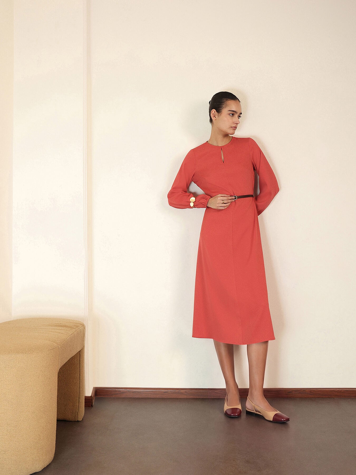 A-Line Dress Midi - Red