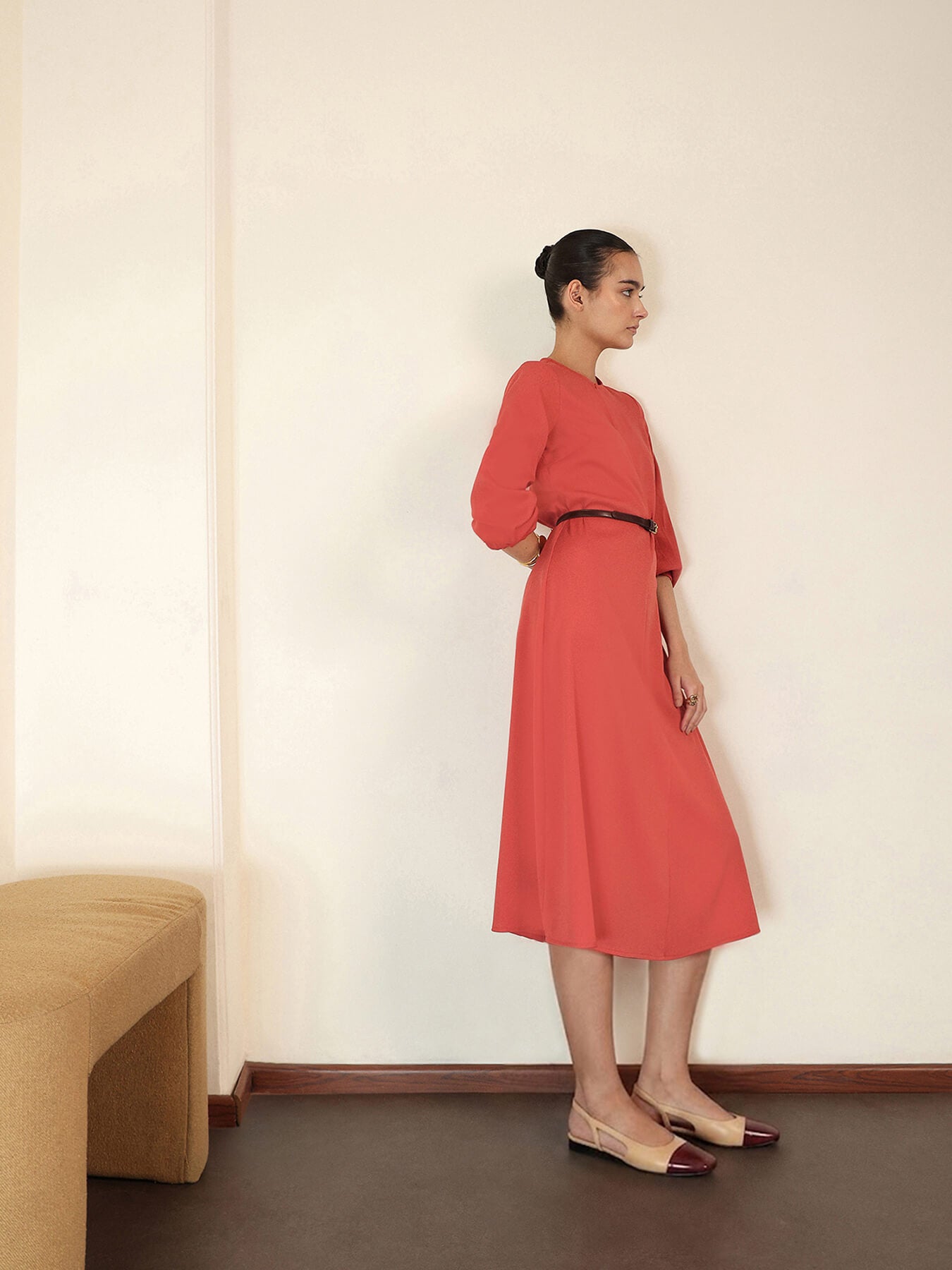 A-Line Dress Midi - Red