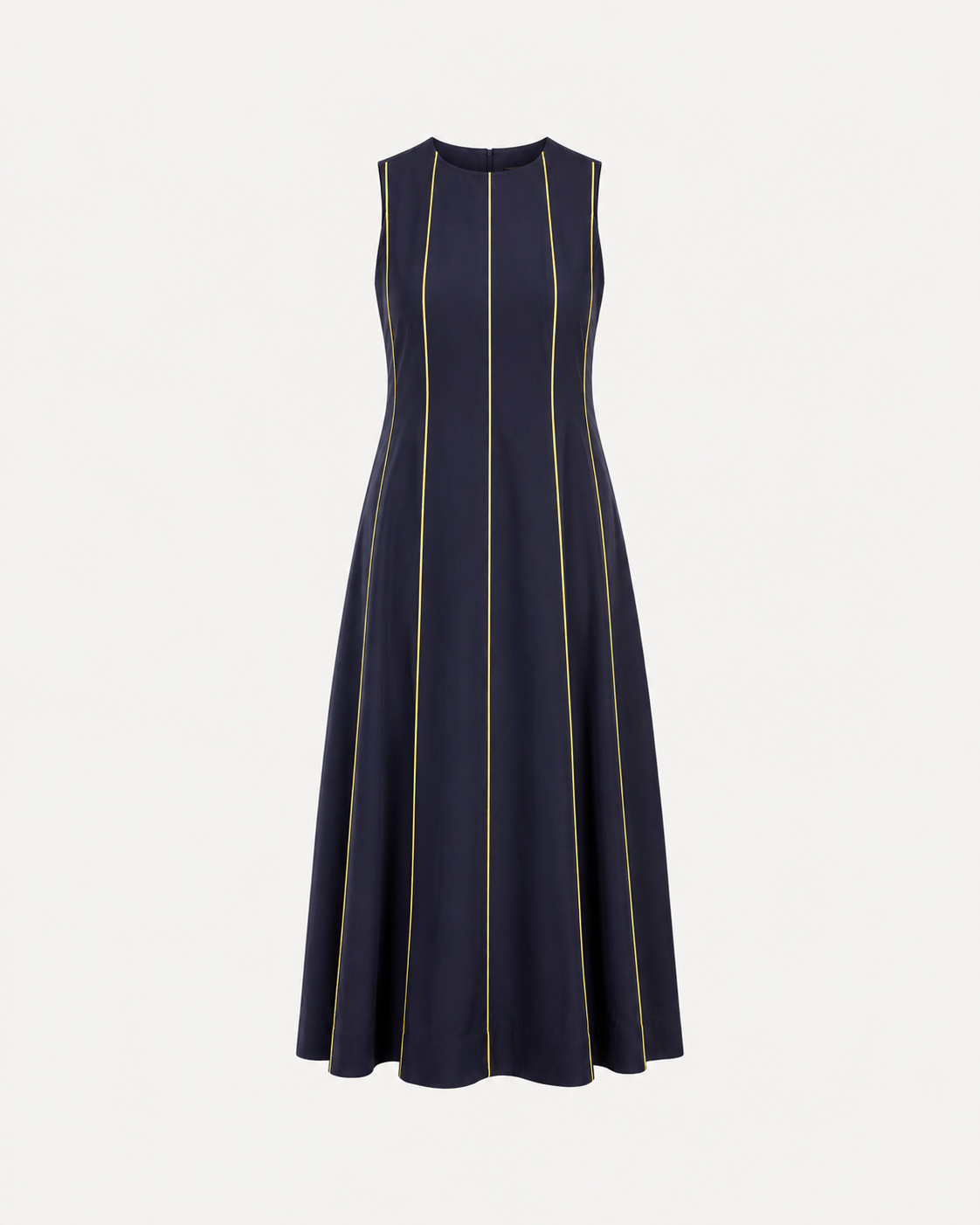 Pure Cotton Fit and Flare Dress - Navy Blue