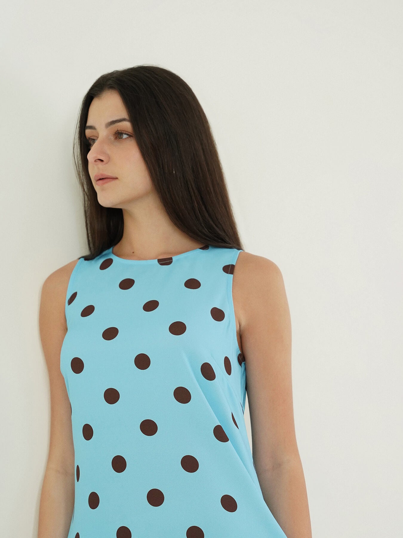 Polka Dot A-Line Dress - Blue