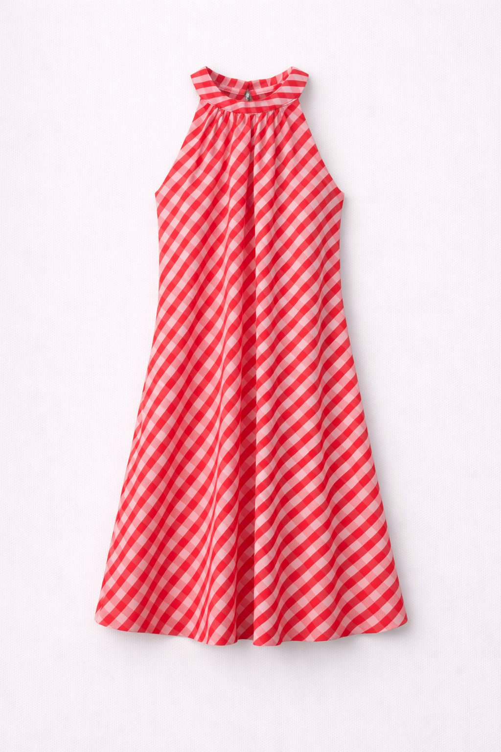 Halter Neck A-Line Dress - Red