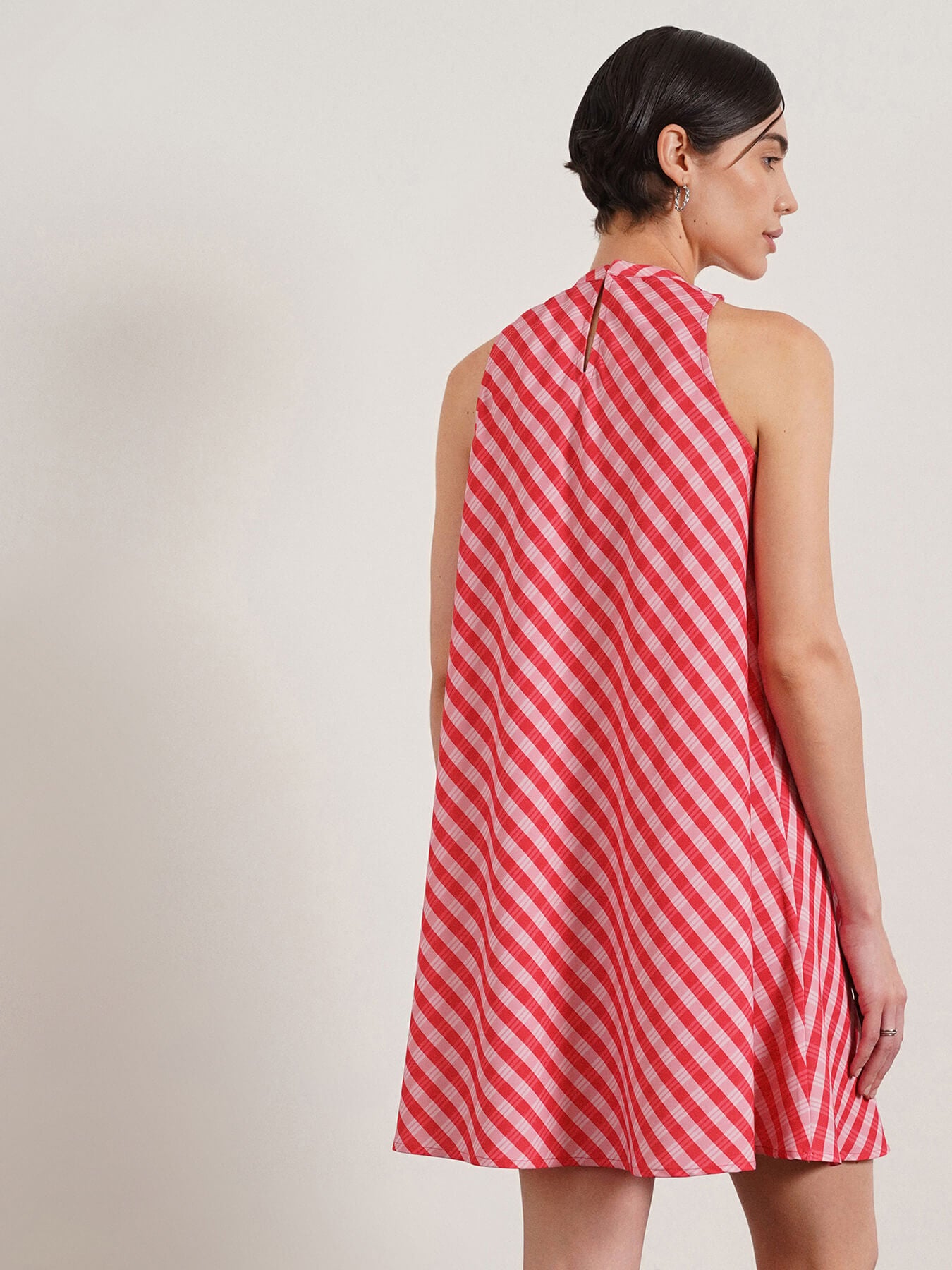 Halter Neck A-Line Dress - Red