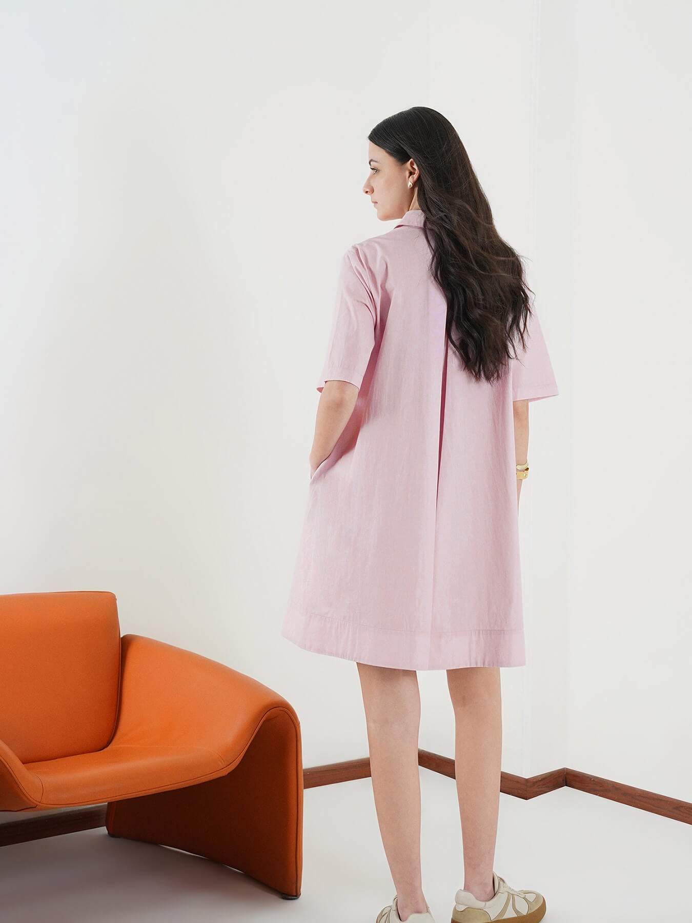 Cotton Floral A-Line Dress - Lavender