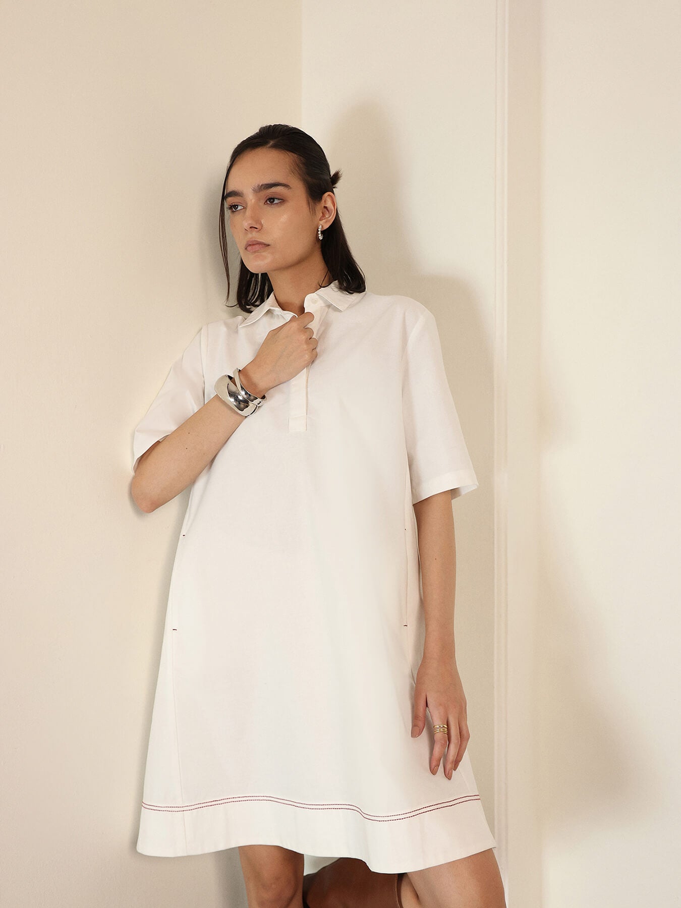 Pure Cotton Oversized Dress - White