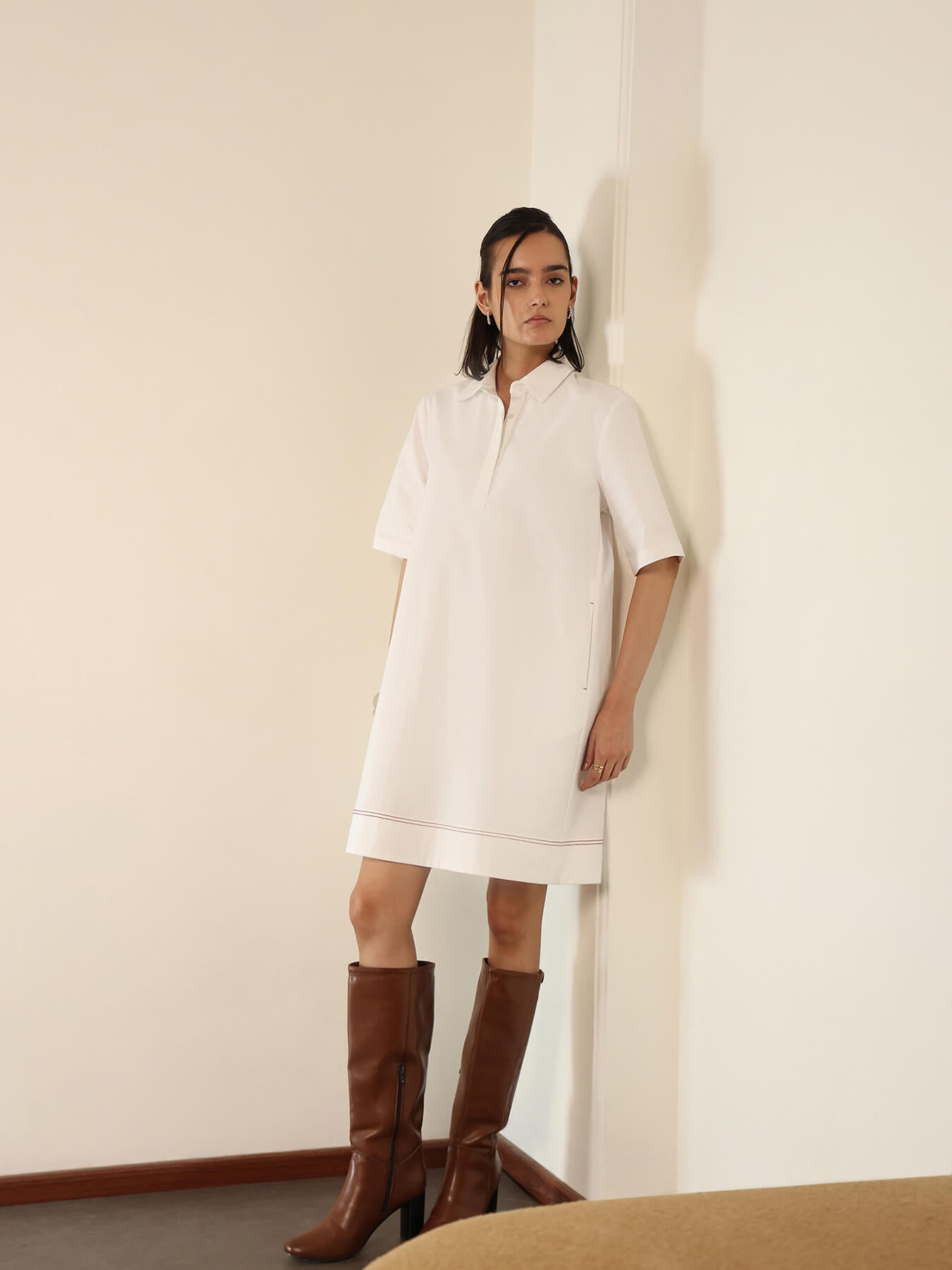 Pure Cotton Oversized Dress - White