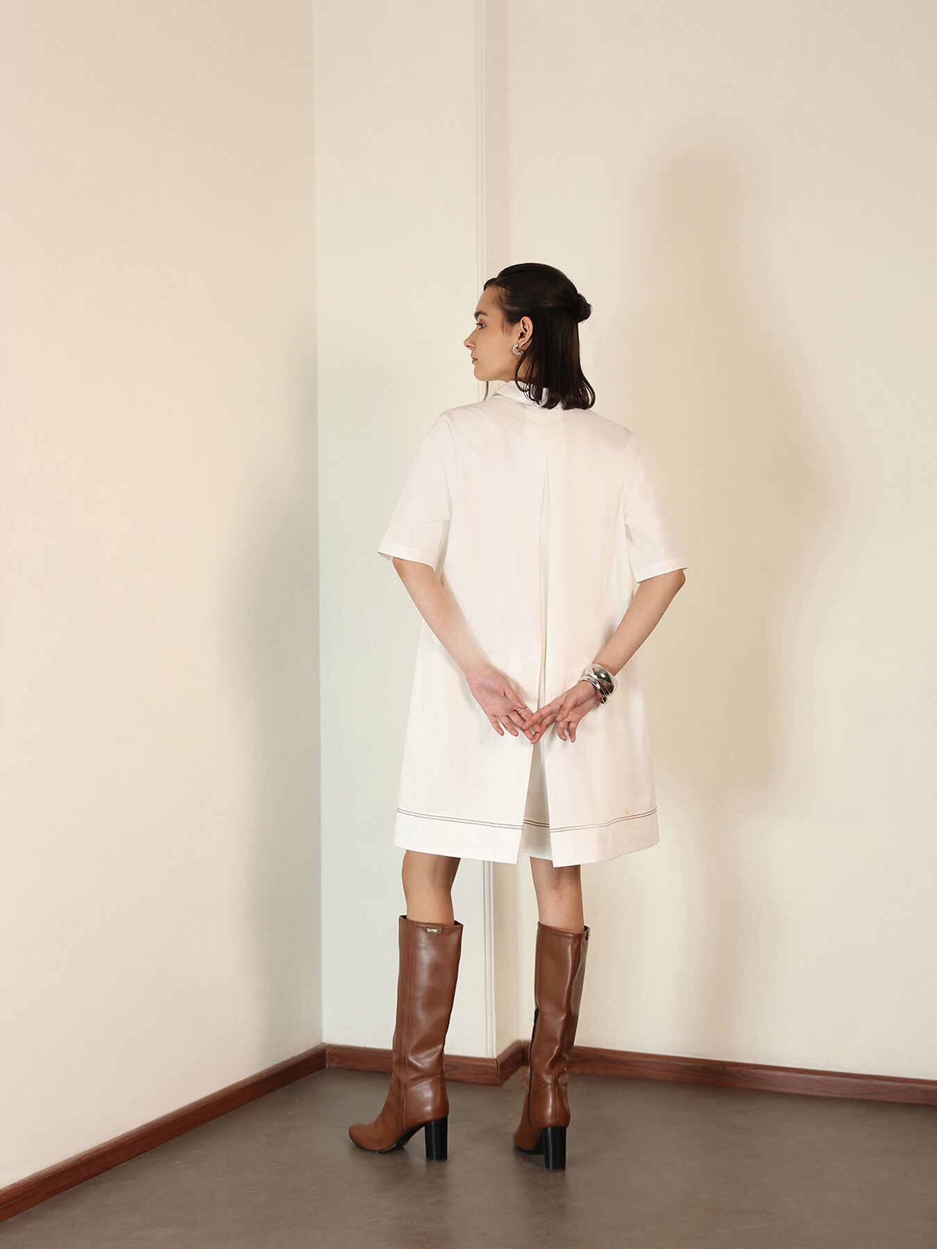 Pure Cotton Oversized Dress - White