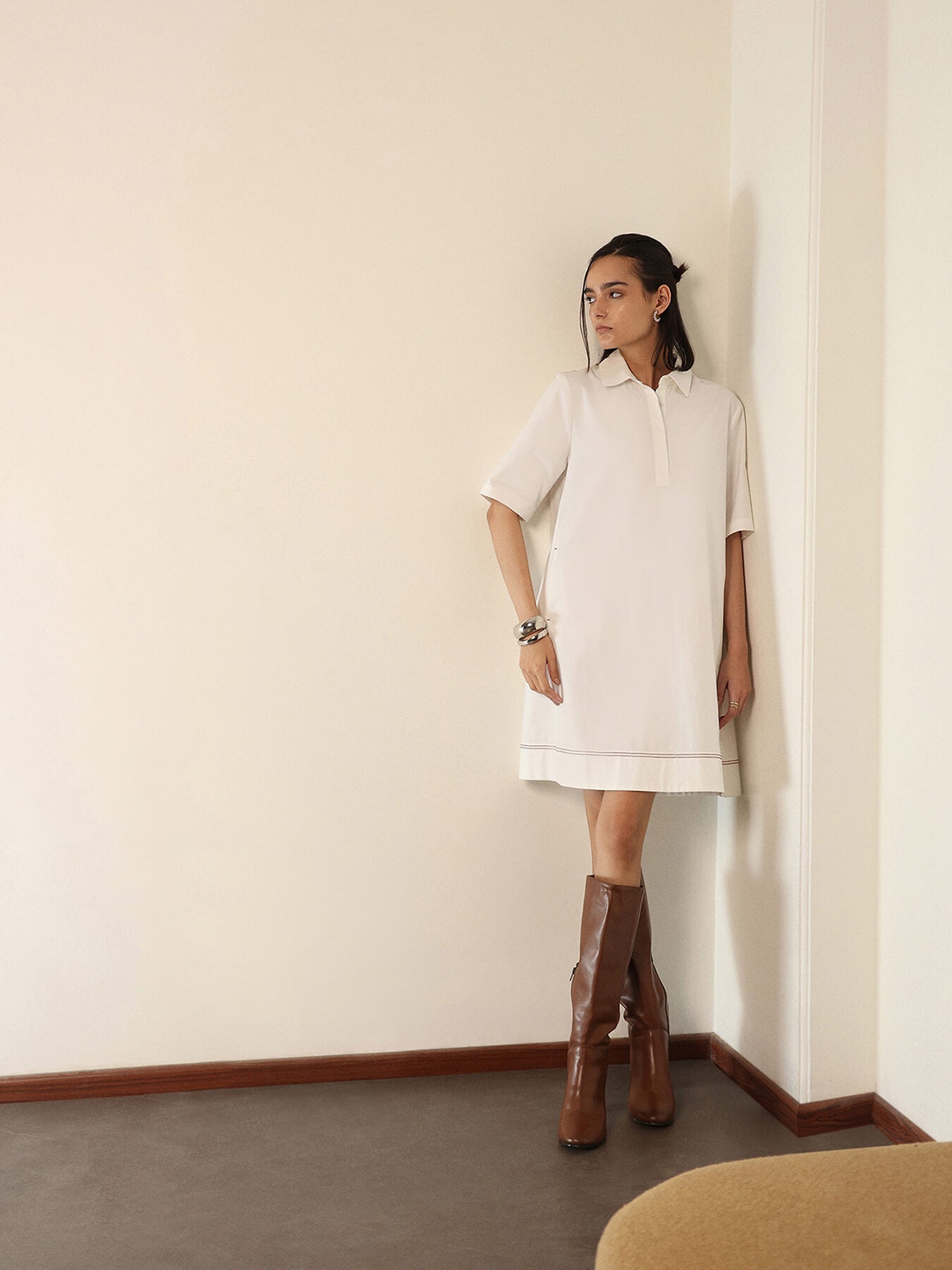 Pure Cotton Oversized Dress - White