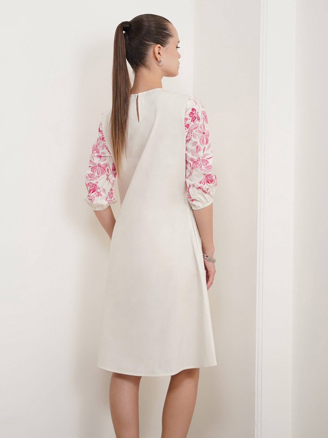 Pure Cotton A-Line Dress - Off White