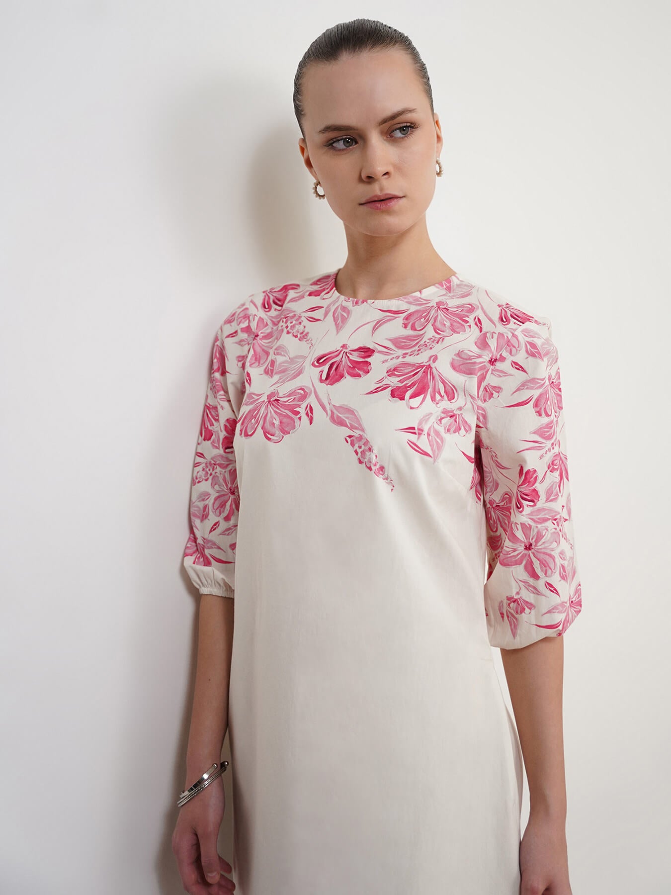 Pure Cotton A-Line Dress - Off White