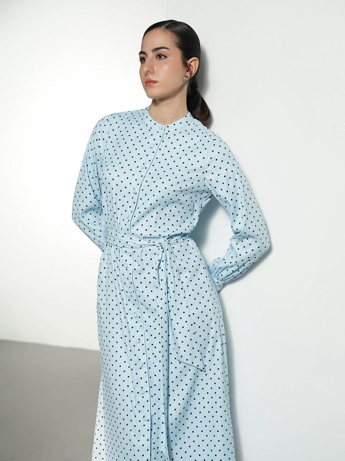 Polka Midi Dress- Blue