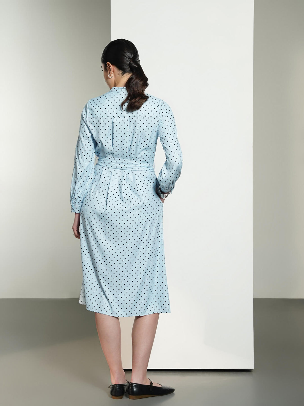 Polka Midi Dress- Blue