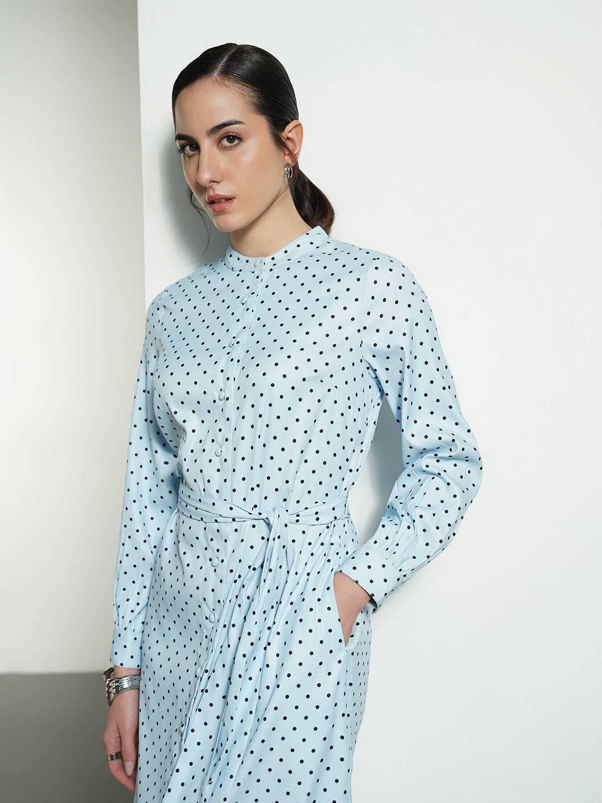 Polka Midi Dress- Blue