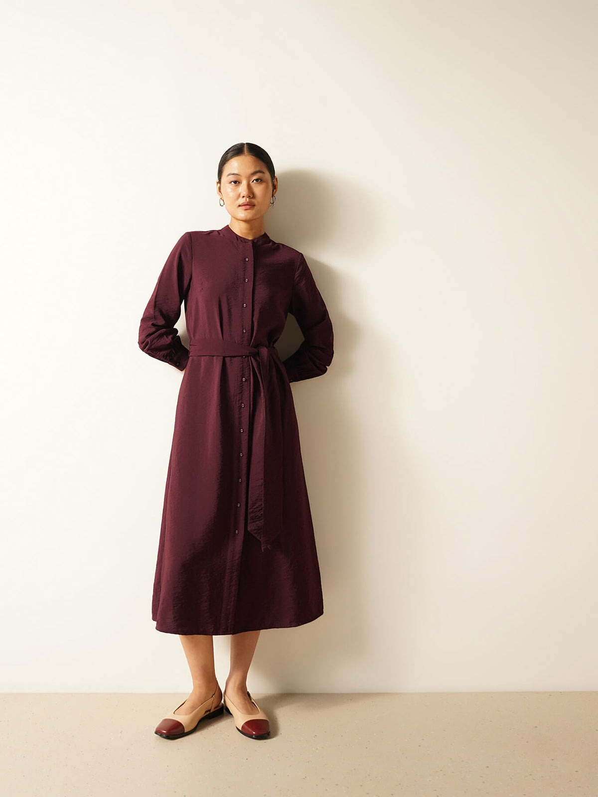 Viscose A-line Dress - Wine