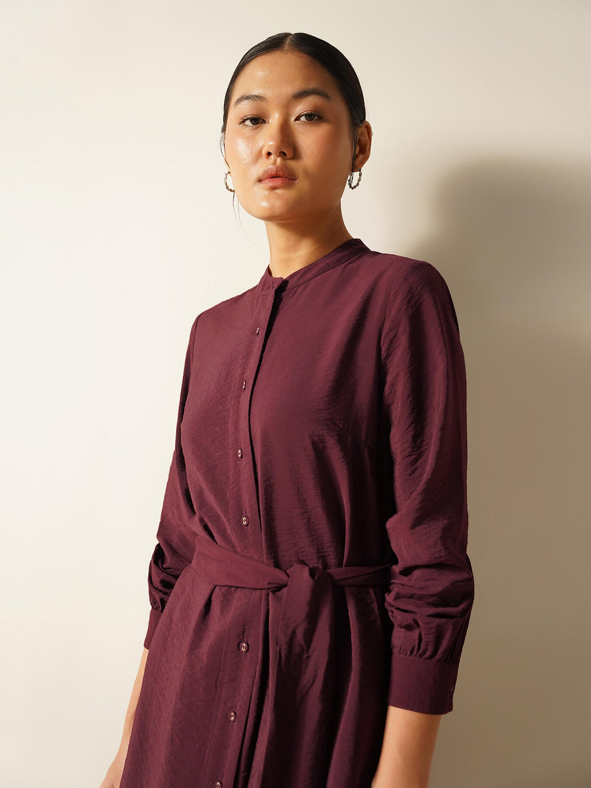 Viscose A-line Dress - Wine