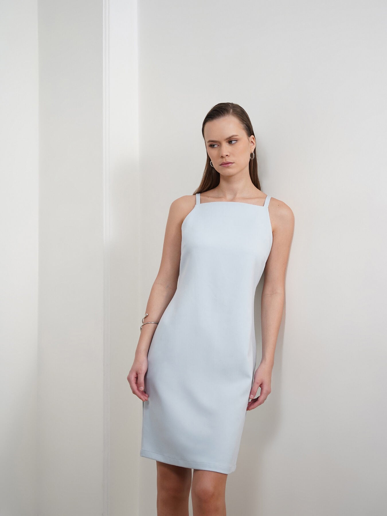 Shoulder Strap Shift Dress - Blue