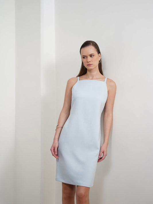 Shoulder Strap Shift Dress - Blue