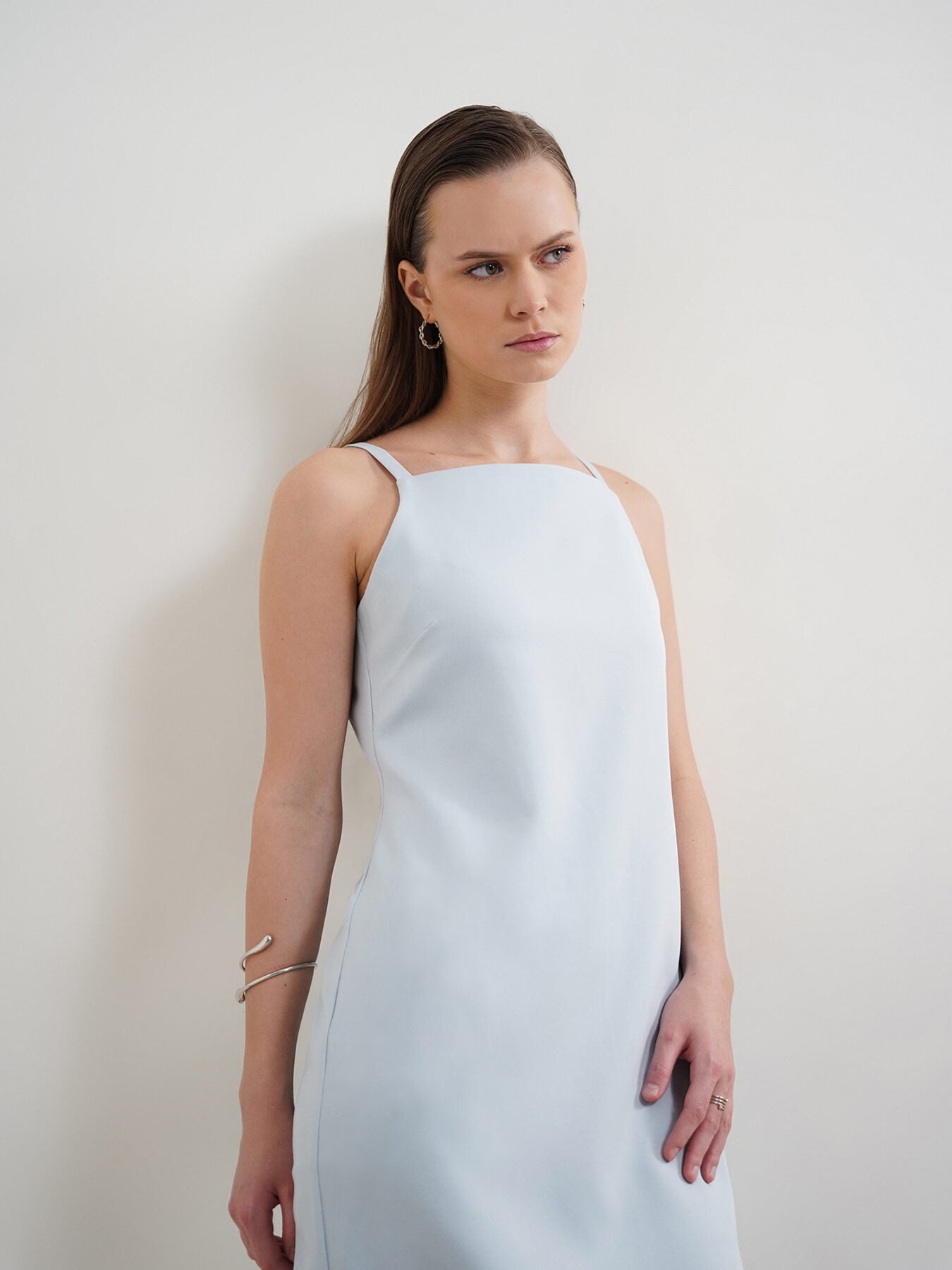 Shoulder Strap Shift Dress - Blue