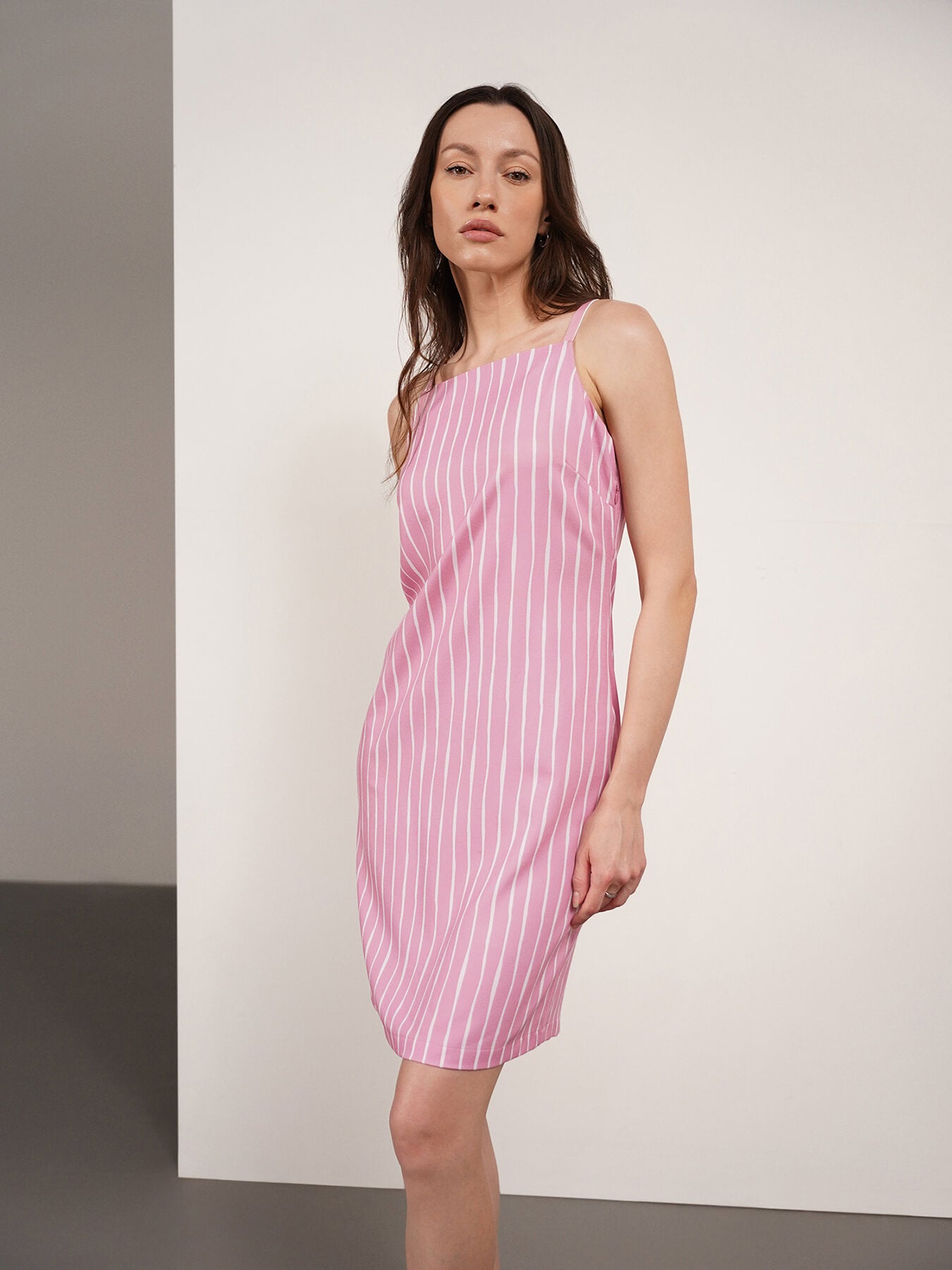 Striped Shift Dress - Pink
