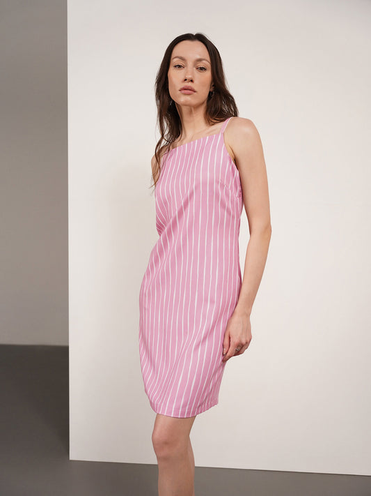 Striped Shift Dress - Pink