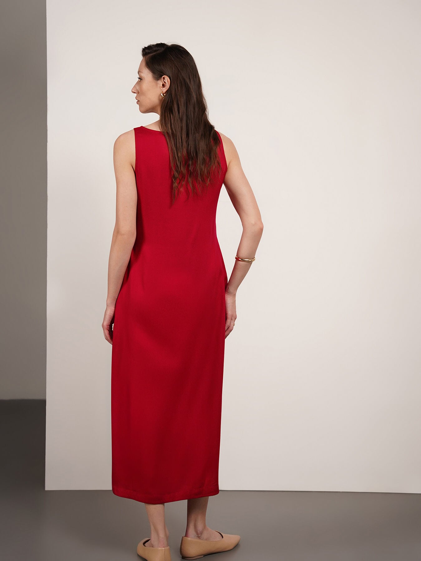 Viscose Sheath Dress - Fuchsia